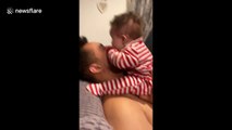 The joys of parenthood! Baby throws up in Dad's mouth while playing