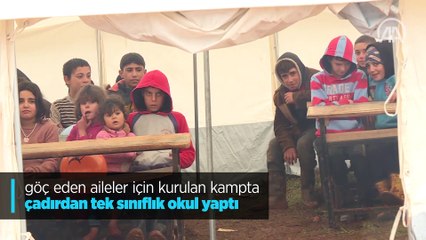 İdlibli çocukların tahtasız ve kitapsız 'çadır okulu'