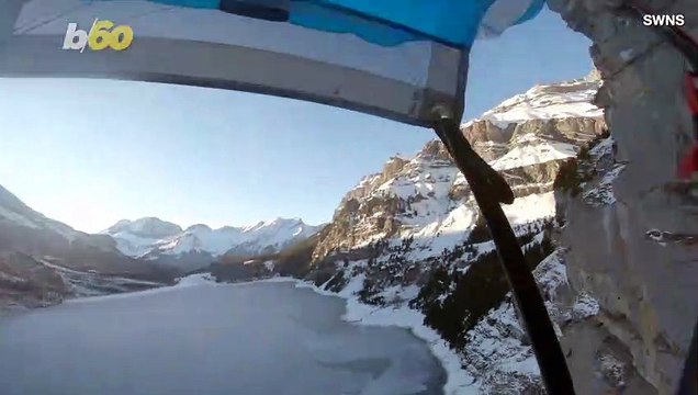 This is the Heartstopping Moment Two Adrenaline Junkies Literally Ski Off a Cliff