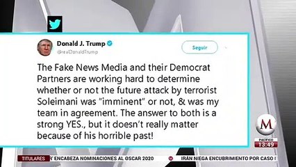 Donald Trump defiende su decisión de haber asesinado a Soleimani