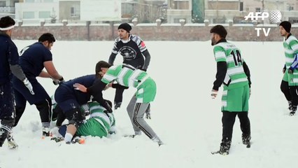 Winter scrum: Afghans enjoy rugby in the snow