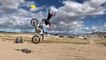 Guy Riding Bike in Sand Bails and Jumps Off Bike After Stunt Goes Wrong