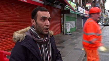 Roof blown onto Slough high street by Storm Brendan