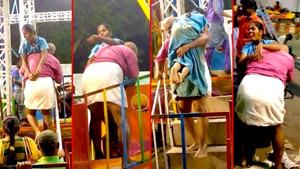 மாற்று திறனாளி மகளை தோளில் சுமந்து செல்லும் தந்தை