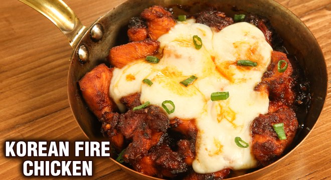 Korean Fire Chicken | Restaurant Style Cheese Buldak | How To Make Fire Chicken With Cheese | Tarika