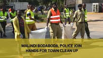Malindi Bodaboda, police join hands for town clean up