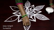 Beautiful flower kolam    Easy rangoli muggulu with 5 dots    Creative designs