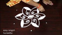 Beautiful flower kolam    latest rangoli designs   Simple 5 dots cute muggulu by Suneetha