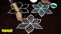 Beautiful flower rangoli designs    kolam designs with colors    muggulu designs with dots