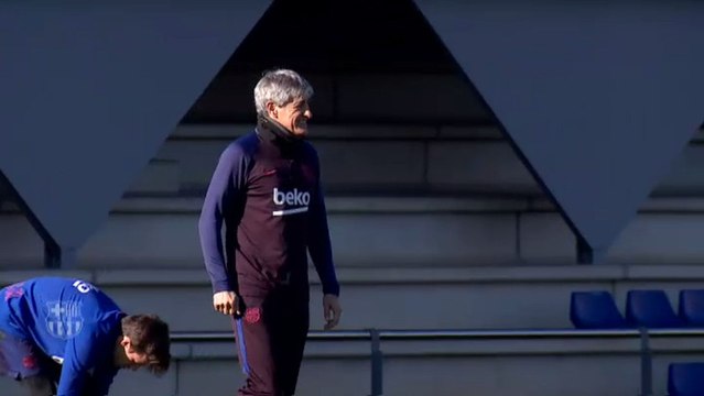 Así fue el primer entrenamiento de Quique Setién con el FC Barcelona