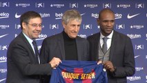 Quique Setién es presentado como nuevo entrenador del FC Barcelona