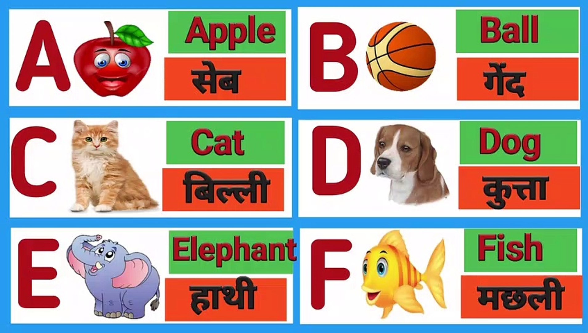 A For Apple B For Ball English Words