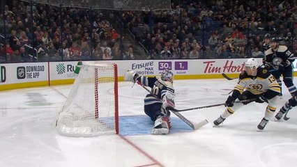 Elvis Merzlikins shuts out Bruins