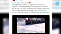 Army jawans carry pregnant woman in heavy snowfall, PM Modi shares video
