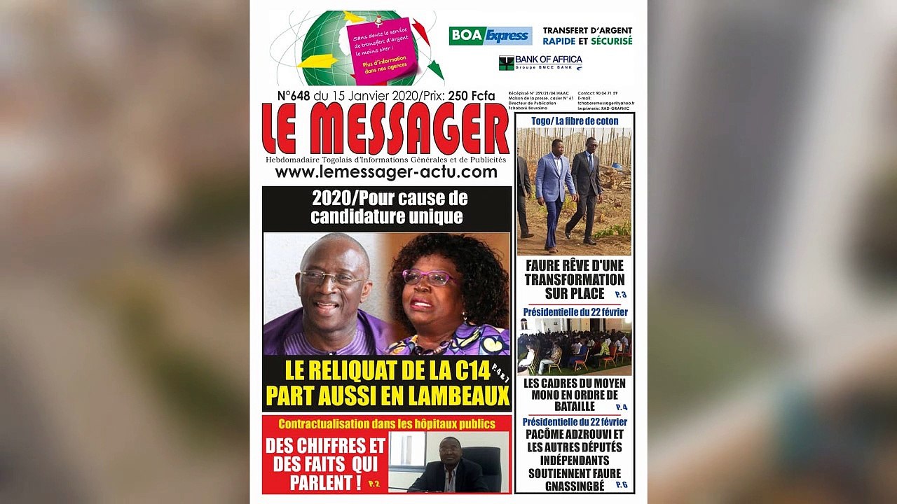 La une des journaux parus ce mercredi 15 janvier 2020