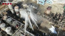 Imágenes aéreas del incendio en la planta petroquímica de Tarragona