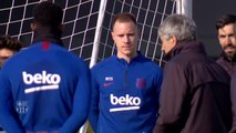 Setién trae felicidad a los entrenamientos del Barça