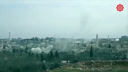 قصف مدفعي وصاروخي مكثف من قبل قوات الاسد يستهدف مدينة معرة النعمان - سوريا