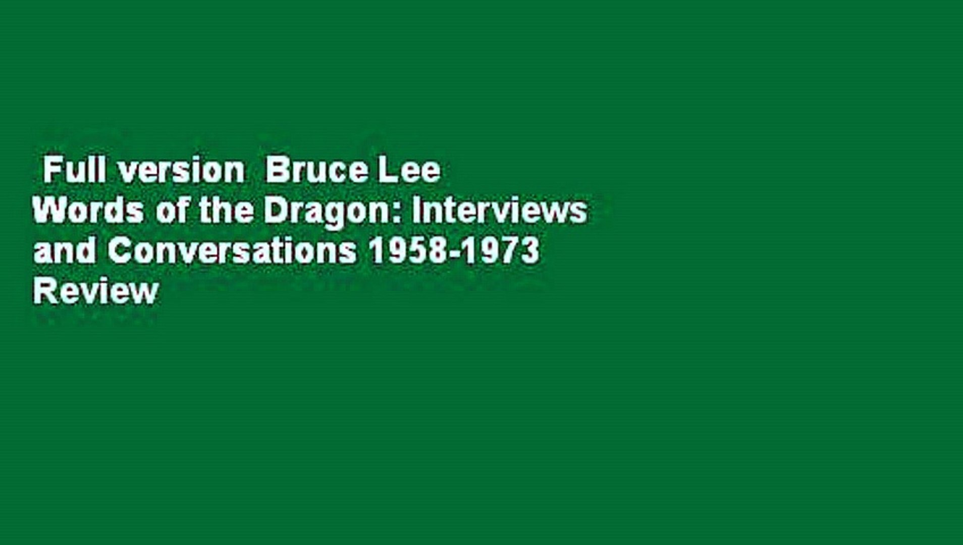 bruce lee words of the dragon