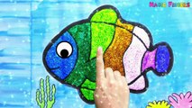 Glitter Rainbow Fish Coloring, Drawing  Learn Colors for Kids, Toddlers