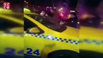 Beyoğlu’nda taksici kendini emniyet kemerini kilitleyip polise direndi
