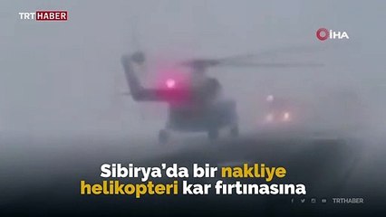 Helikopter kar fırtınası nedeniyle kara yoluna acil iniş yaptı