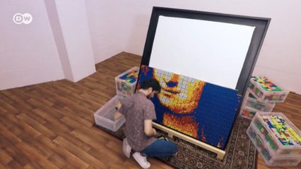 Retratos feitos de cubos mágicos