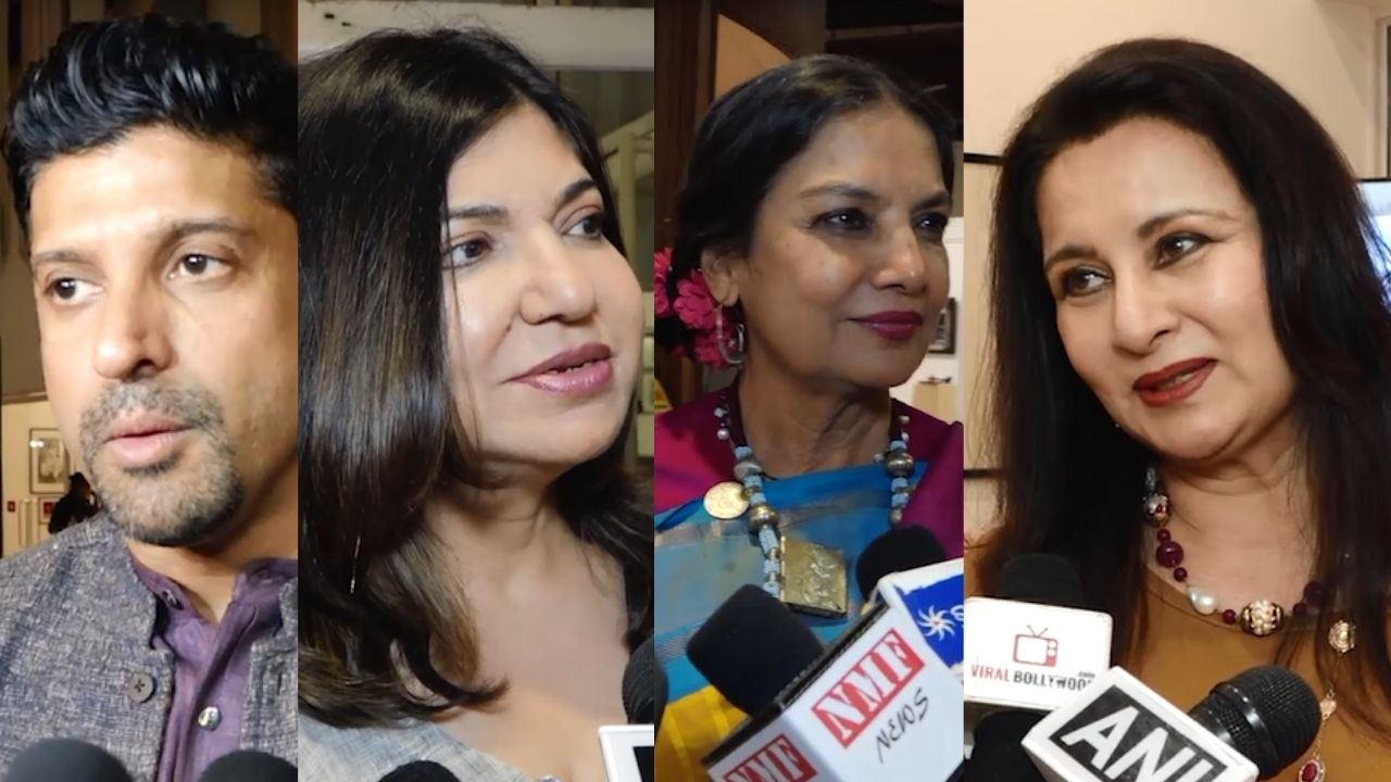 Farhan Akhtar, Shabana Azmi, Poonam Dhillon, Sudhir Mishra speak to the Media at 'The world of Javed Akhtar' exhibition