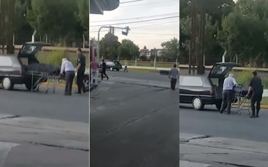 "¡Se te cayó el muerto, pa!": un coche fúnebre perdió el cajón en plena avenida de Merlo