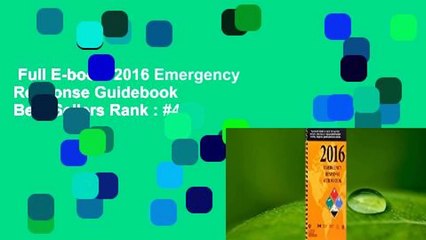 Full E-book  2016 Emergency Response Guidebook  Best Sellers Rank : #4