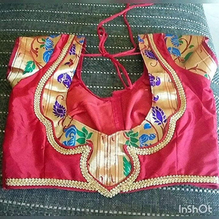 beautiful Patchwork blouse back neck designs-