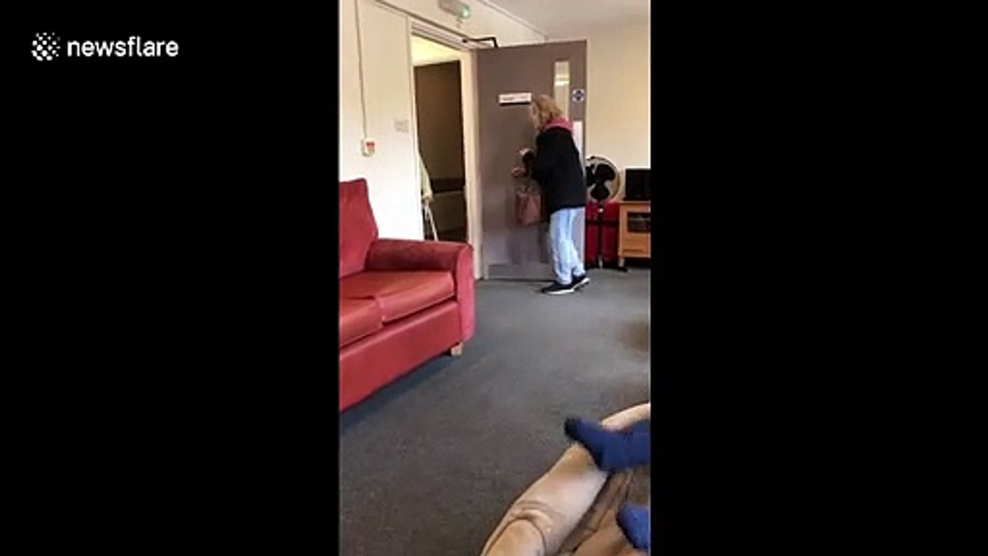 ⁣Heartwarming moment grandmother with dementia meets family dog again after long year apart