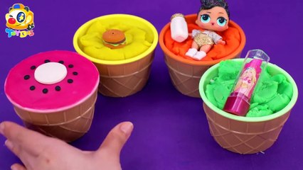 Learn  Colors Play Doh in Watermelon Fruit Cups and Hamburger Cartoon for Kids