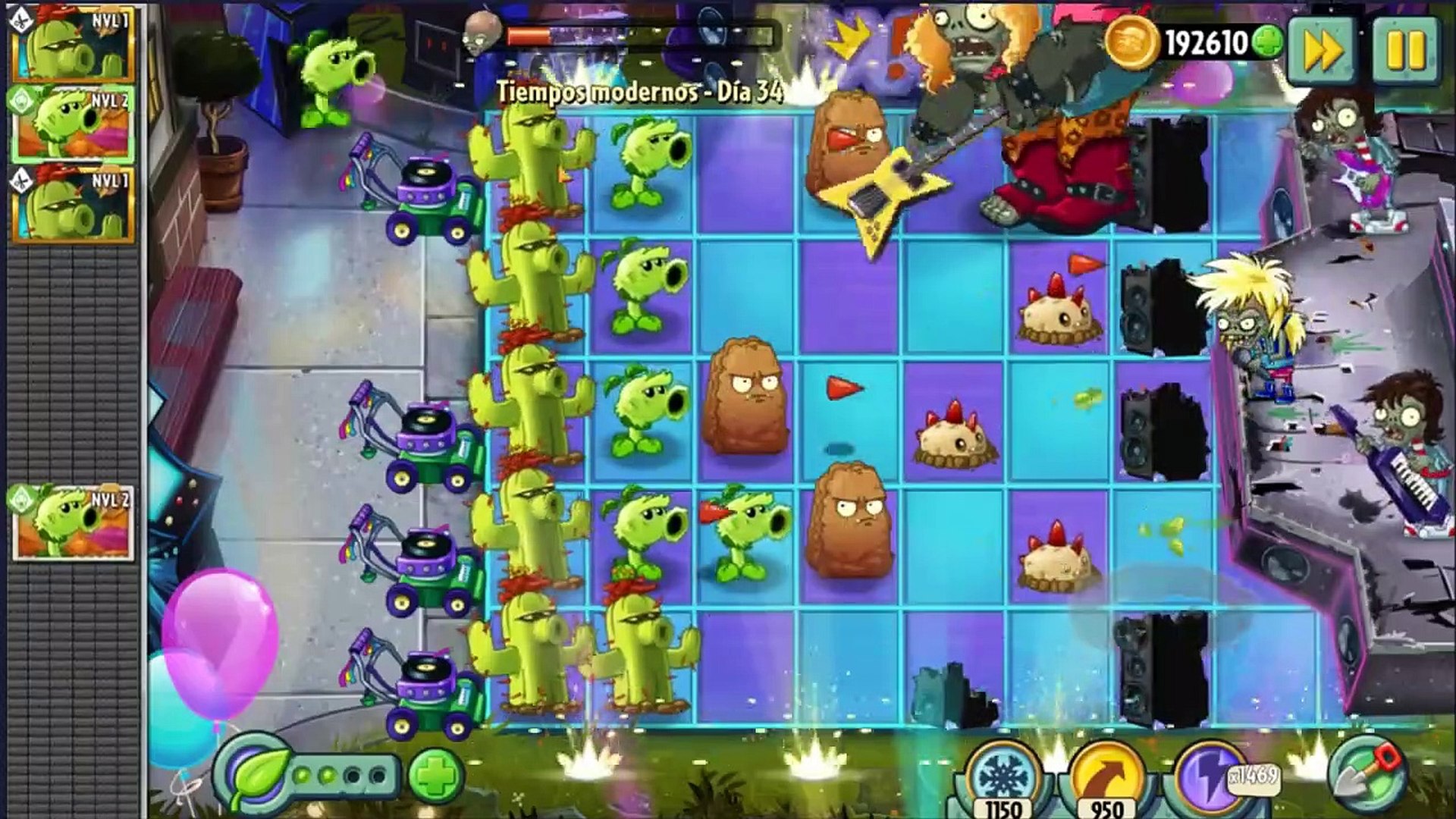GRAN FINAL DE PLANTAS VS ZOMBIES 2 (2019) ULTIMO NIVEL TIEMPOS MODERNOS DIA  34, image size:1920x1080