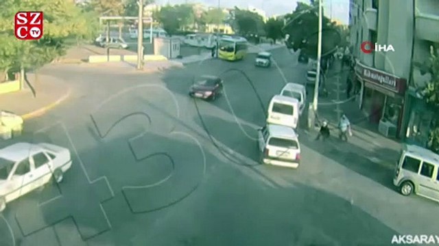 Aksaray’da dikkatsizlik sonucu yaşanan kaza şehir polis kamerasında