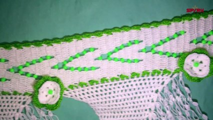 Gate Toran Green White Wollen Flower With Green Moti