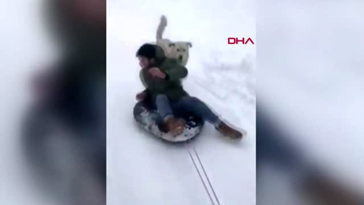 Ayder'de kar eğlencesi yapan vatandaşları kovalayan köpek zor anlar yaşattı