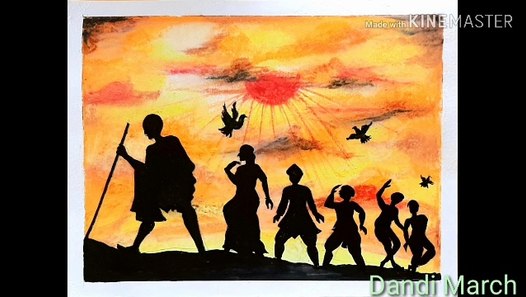 How to draw Mahatma Gandhi dandi march Republic Day painting - video