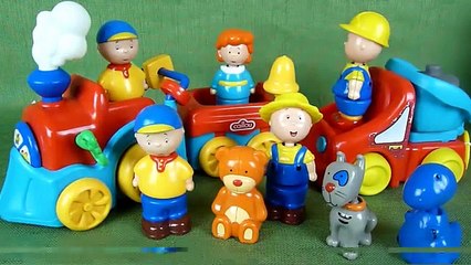 Caillou Learning Train and Dump Truck Toys with Rosie, Gilbert, Rexy and Teddy Tube Figurines-