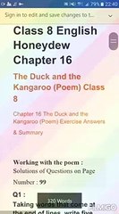 Class 8th English THE DUCK AND THE KANGAROO ( POEM)