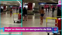 Se desnuda mujer en el aeropuerto