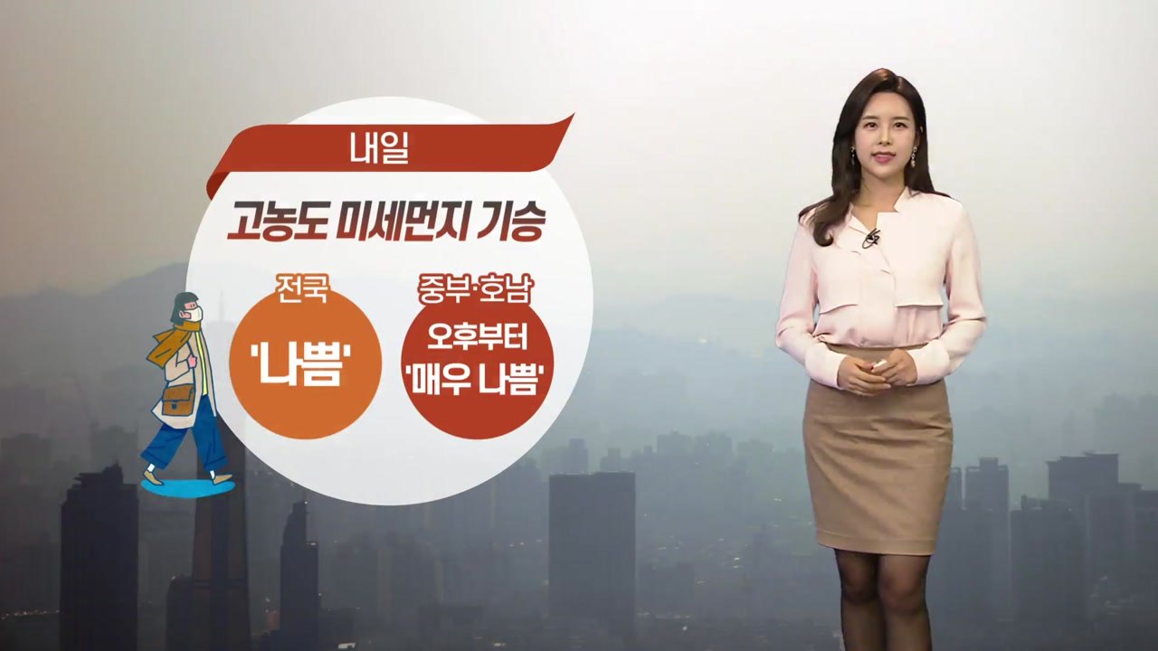[날씨] 내일 고농도 미세먼지 기승...전국 흐리고 한때 비·눈 / YTN