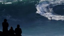 Brazilian surfer Felipe Cesarano flattened by monster 60ft wave at Nazare