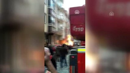 İş makinesi doğal gaz borusunu deldi - Yangın anı