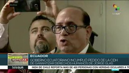 Defensa de Jorge Glas asegura que Ecuador impumple medida de CIDH
