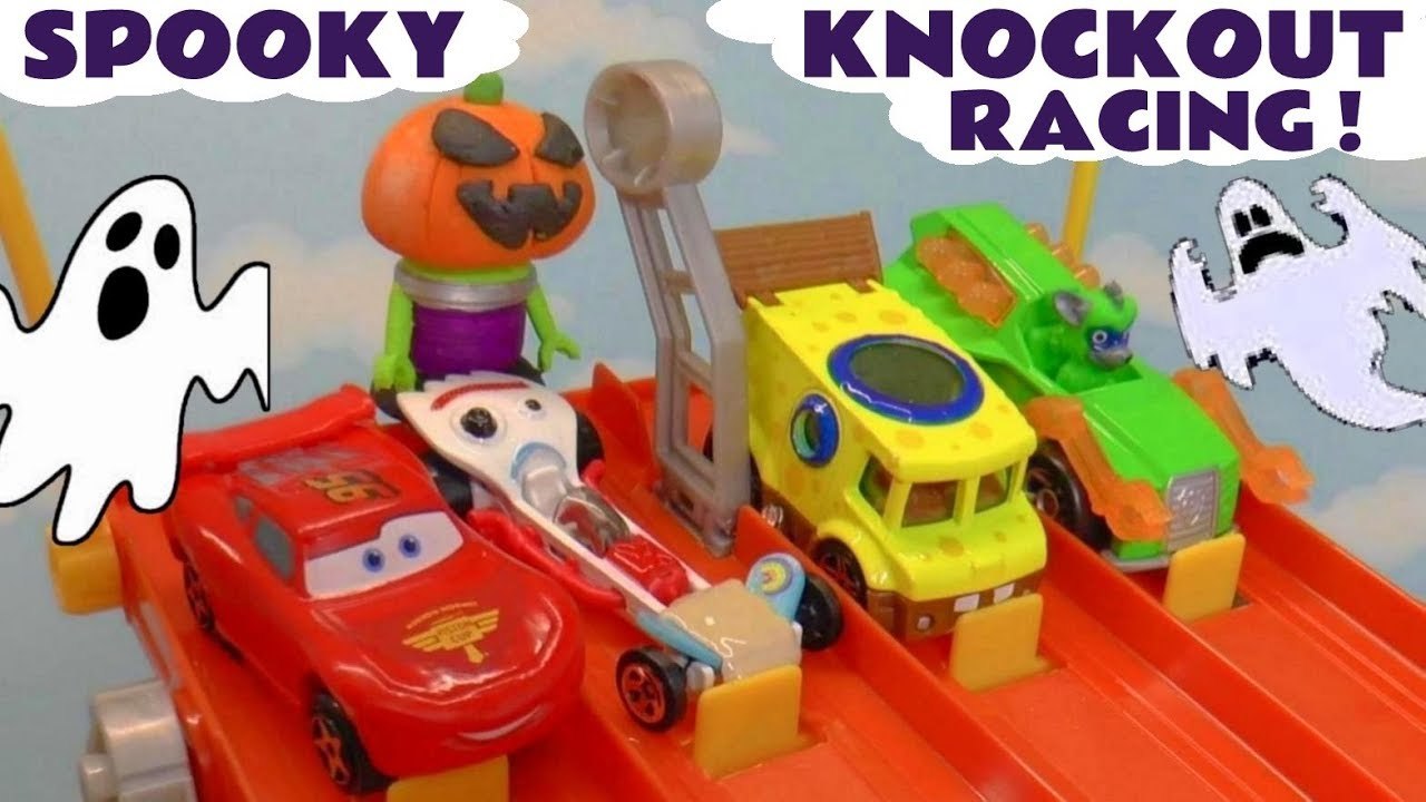 Spooky Hot Wheels Funlings Race with Disney Pixar Cars 3 Lightning ...