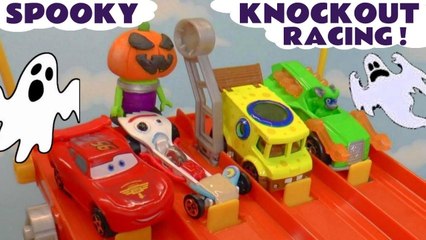 Tải video: Spooky Hot Wheels Funlings Race with Disney Pixar Cars 3 Lightning McQueen vs Toy Story 4 and Paw Patrol pups with Spongebob Squarepants in this Full Episode English