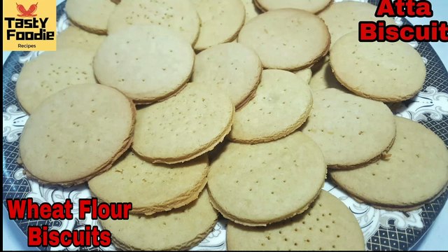 Atta Biscuits Recipe | Wheat Flour Biscuit | Sweet Aata Crispy Biscuit Recipe by Tasty Foodie