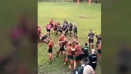 Mass brawl between Welsh rival rugby teams erupts during game
