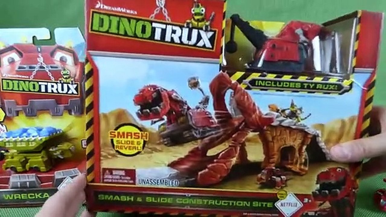 Rare Dinotrux Toys- Wrecka, Drago, Camo Ty Rux, Smash and Slide Construction Site Playset Toys-